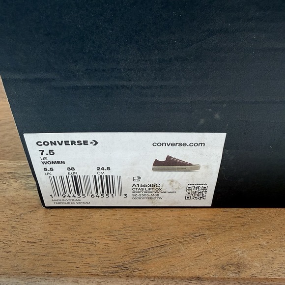 New NIB Womens Converse CTAS Lift OX Sporty Berry Low Sneakers Shoes Size 7.5 M - Picture 8 of 8